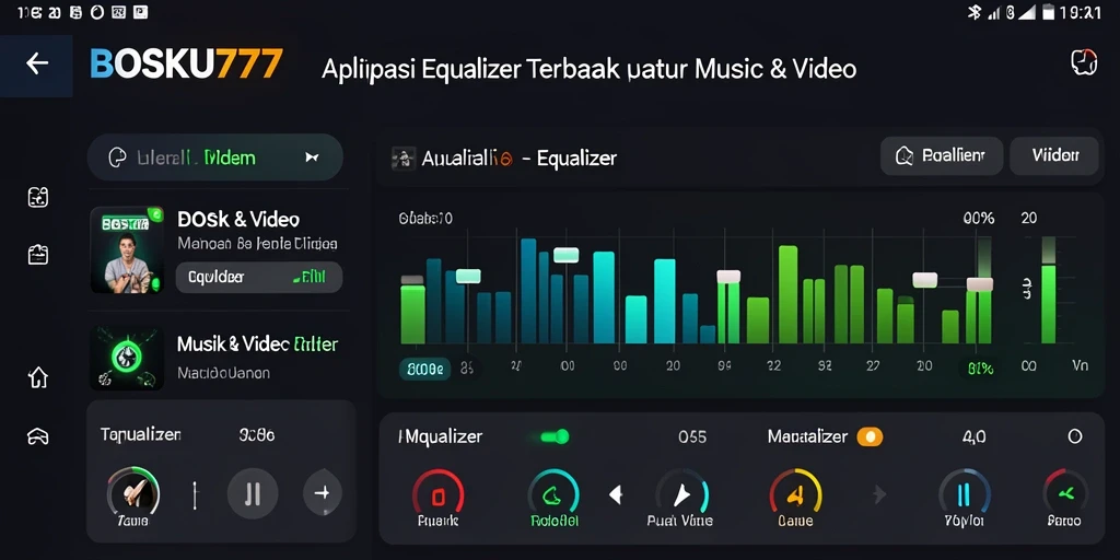Tampilan utama BOSKU777 dengan pengaturan equalizer yang interaktif.