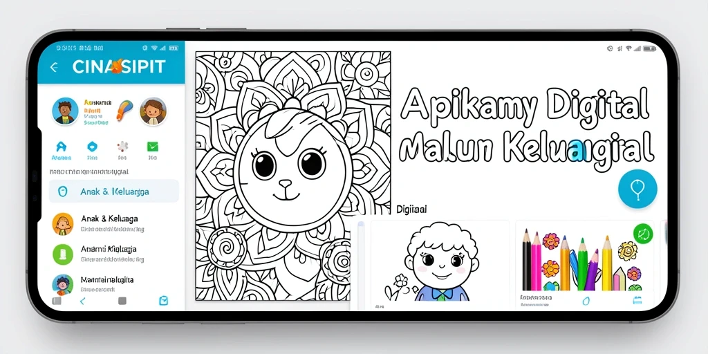 Screenshot utama CINASIPIT menampilkan antarmuka Mewarnai Digital yang ramah anak.