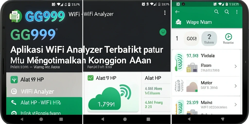 Antarmuka aplikasi GG999 yang menampilkan analisis WiFi secara detail.