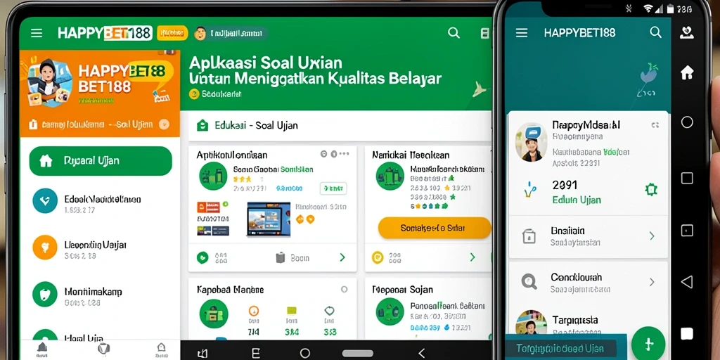 Tampilan antarmuka aplikasi HAPPYBET188 dengan fungsi Soal Ujian yang interaktif.