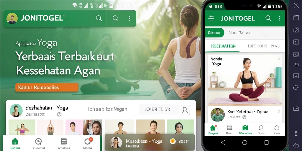 Antarmuka aplikasi JONITOGEL dengan tampilan latihan Yoga yang jelas.