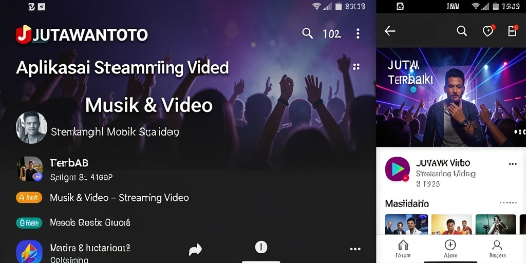 Tampilan antarmuka JUTAWANTOTO untuk streaming video musik.