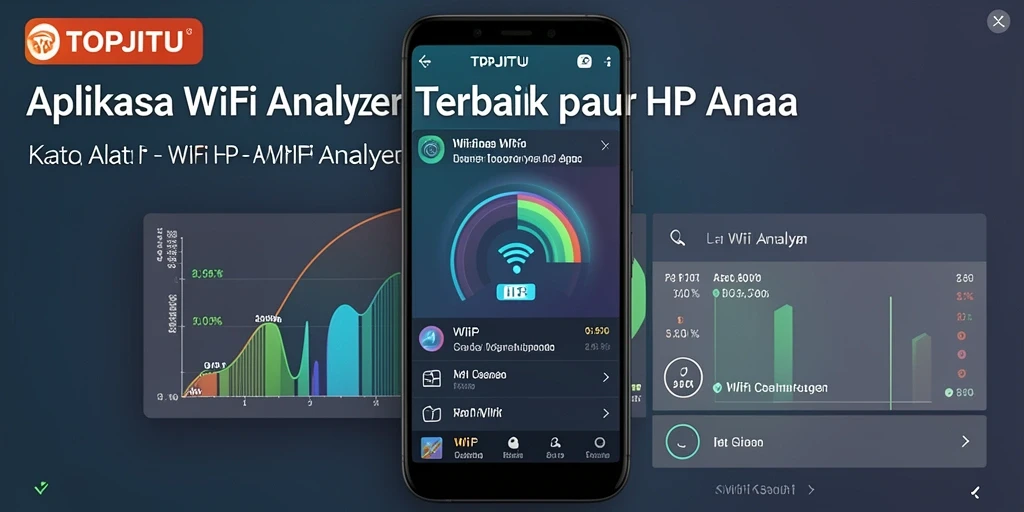 Tampilan antarmuka pengguna aplikasi WiFi Analyzer TOPJITU.